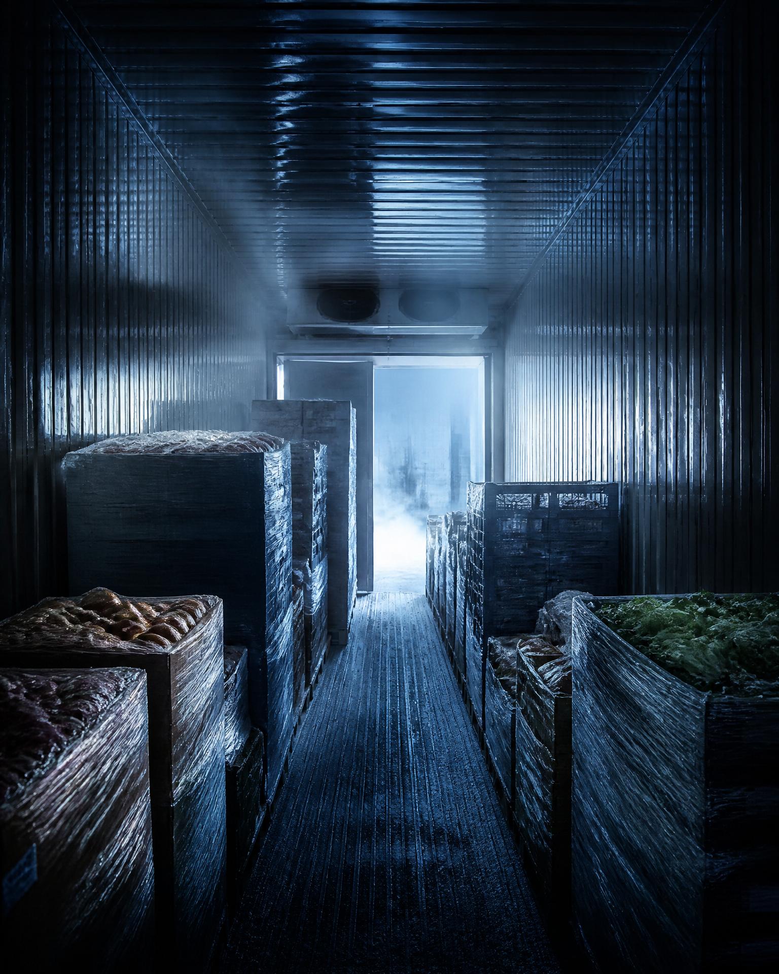 Loaded refrigerated trailer interior